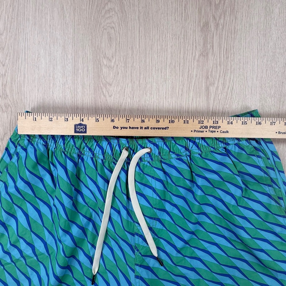 Swim Trunks Fair Harbor Mens XXL Green Blue Geometric Wavy Print Board Shorts - Picture 6 of 11